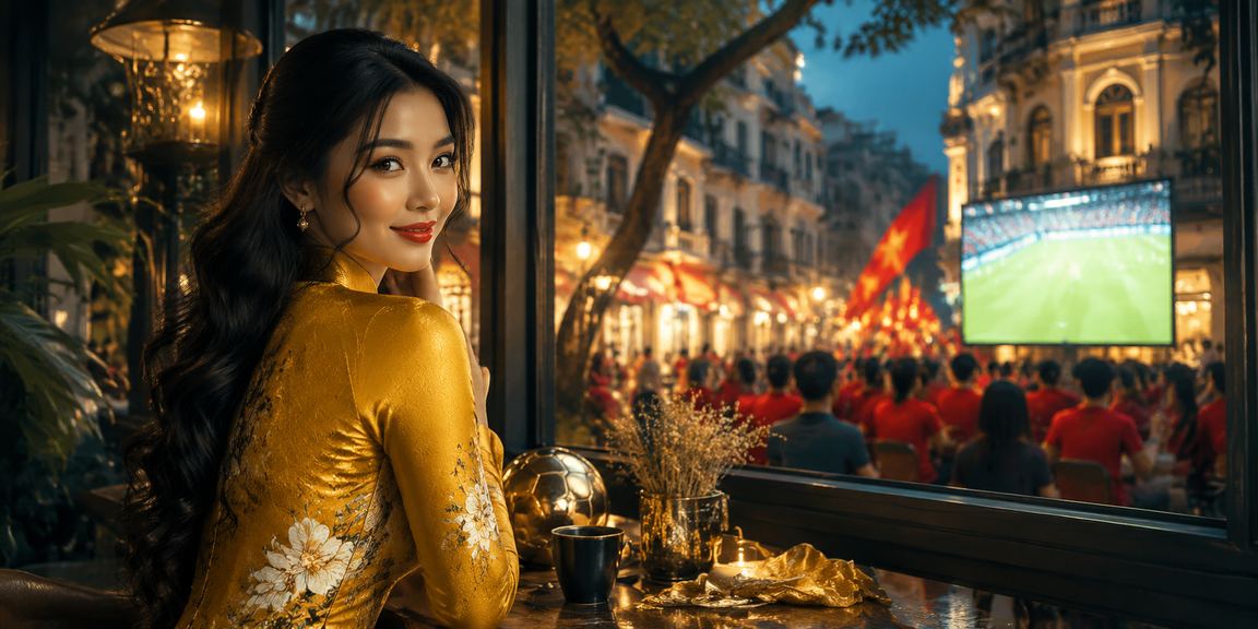 Các cổ động viên bóng đá mặc áo dài truyền thống tại Hà Nội theo dõi trận đấu
